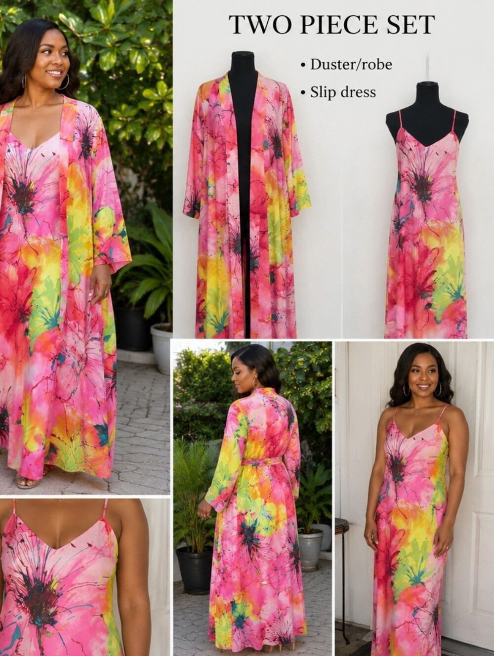 Natori Robe and Gown Set Size Small Vibrant Colors Women S